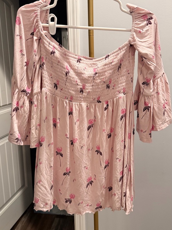 Free People Tops - Free People Pink Floral Off-Shoulder Smocked Tunic